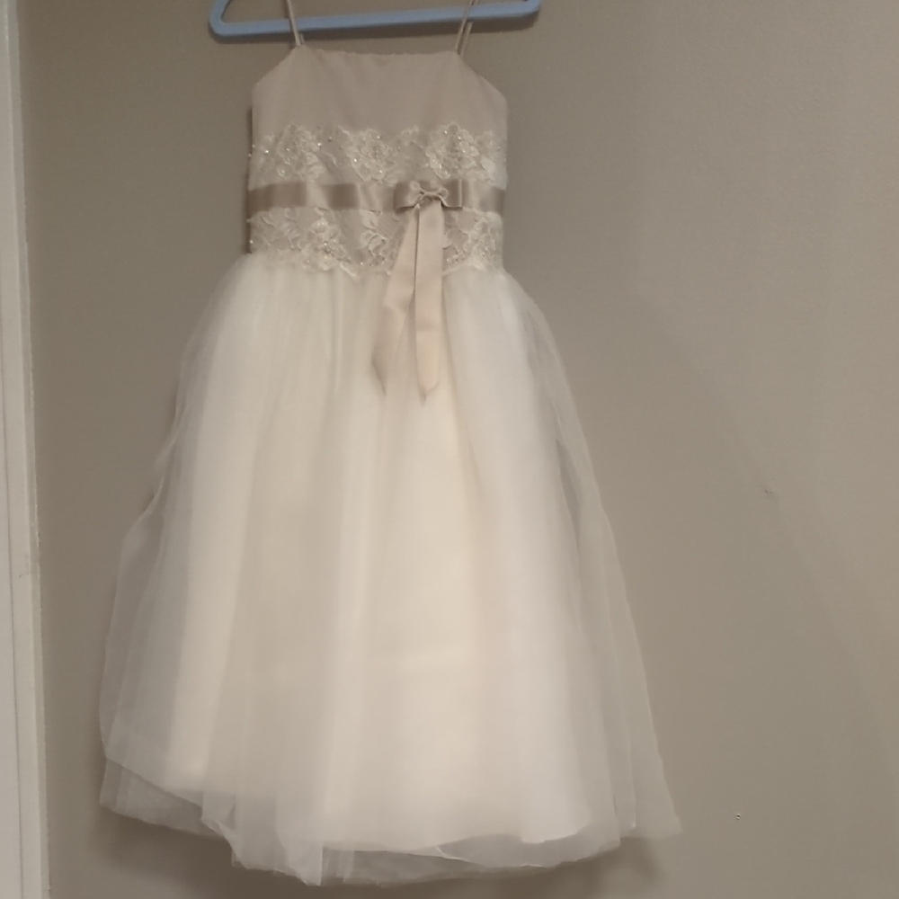 Elegant Cream and White Kids Dress